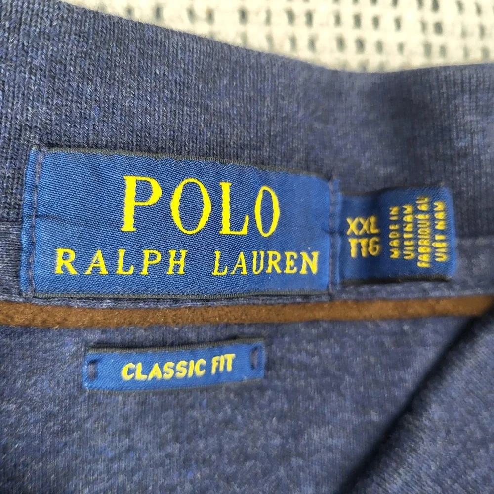 Polo Ralph‎ Lauren Polo Shirt Mens 2XL Blue Solid Classic Fit Long Sleeve Casual